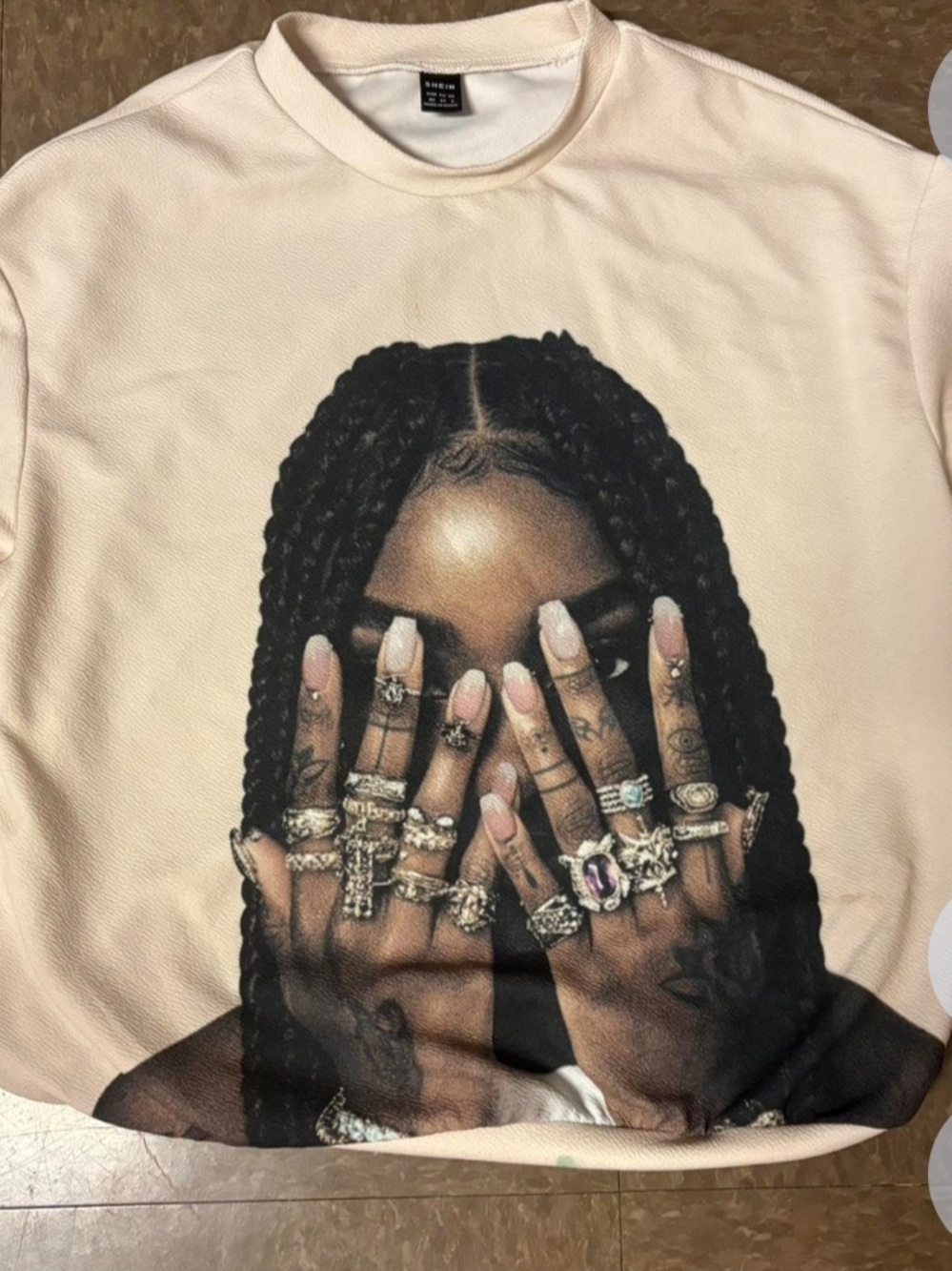Graphic Sweatshirt with Braided Portrait - Cream